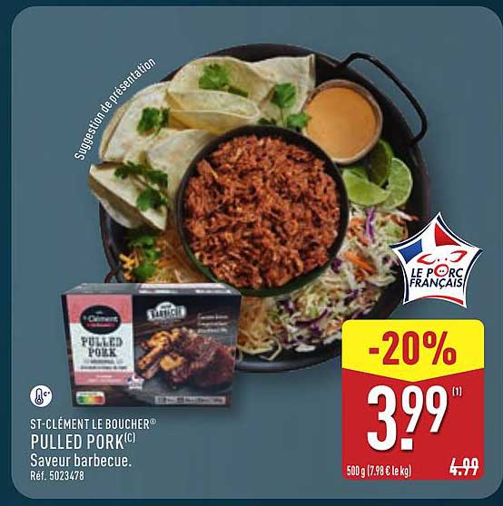 ST-CLÉMENT LE BOUCHER® PULLED PORK (CL) Saveur barbecue.