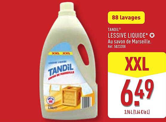 TANDIL® LESSIVE LIQUIDE* Au savon de Marseille. Réf. 5023208