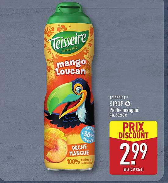 TEISSEIRE SIROP Pêche mangue. Réf. 502639