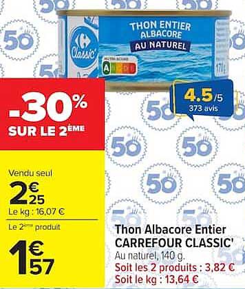 THON ENTIER ALBACORE AU NATUREL
