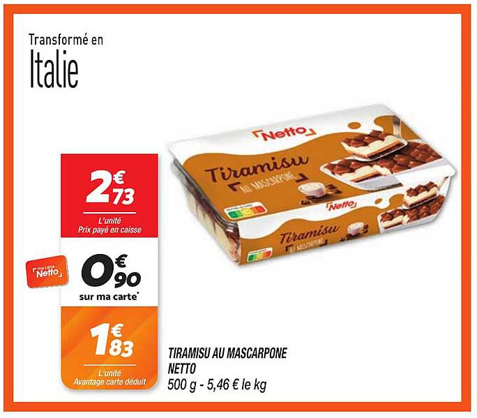 TIRAMISU AU MASCARPONE NETTO