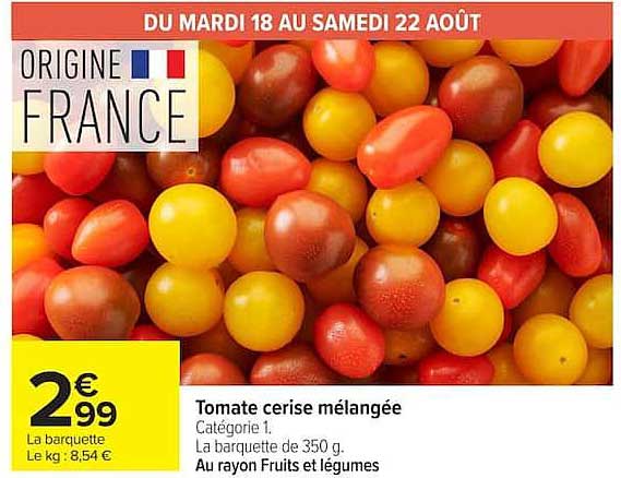 Tomate cerise mélangée