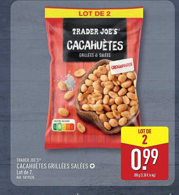 TRADER JOE'S CACAHUÈTES GRILLÉES SALÉES