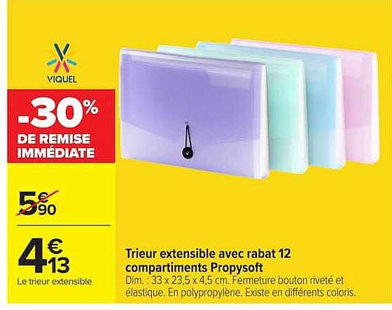 Trier extensible avec rabat 12 compartiments Propysort