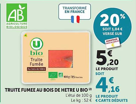 TRUITE FUMEE AU BOIS DE HETRE U BIO