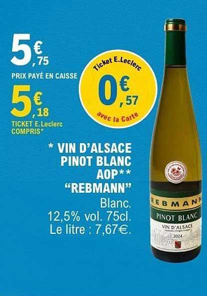 VIN D’ALSACE PINOT BLANC AOP** “REBMANN”