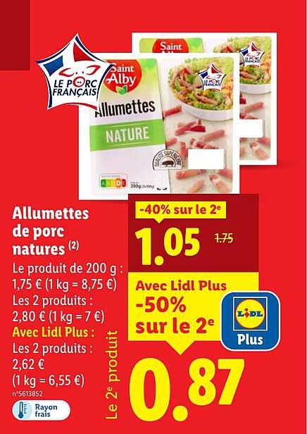 Allumettes de porc natures