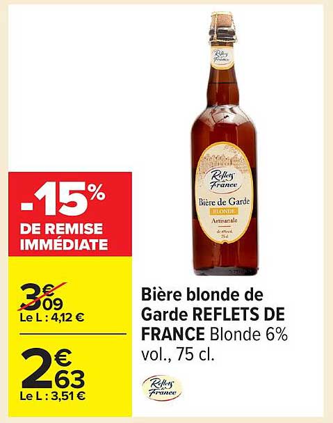 Bière blonde de Garde REFLETS DE FRANCE Blonde 6% vol., 75 cl