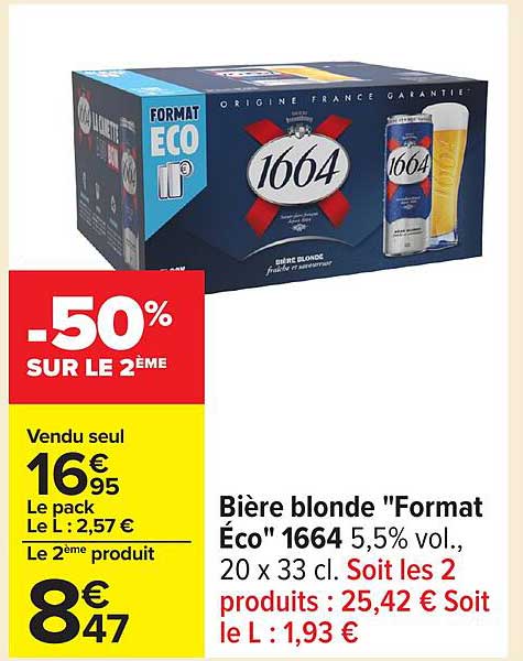Bière blonde "Format Éco" 1664 5,5% vol.