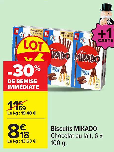Biscuits MIKADO Chocolat au lait, 6 x 100 g