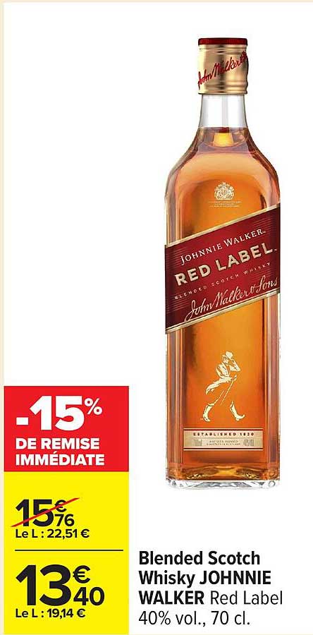Blended Scotch Whisky JOHNNIE WALKER Red Label 40% vol., 70 cl.