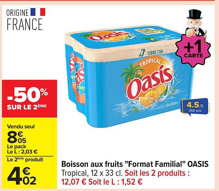 Boisson aux fruits "Format Familial" OASIS