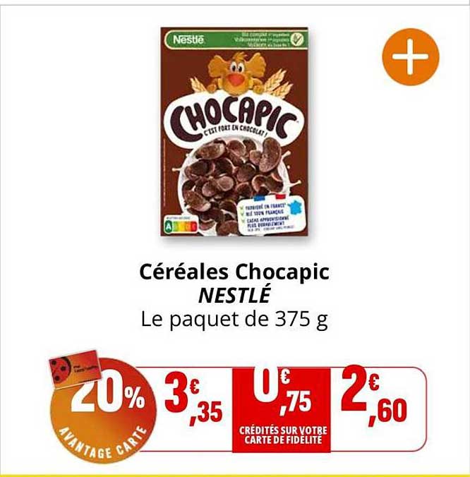 Céréales Chocapic NESTLÉ Le paquet de 375 g