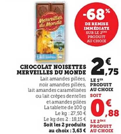 CHOCOLAT NOISETTES MERVEILLES DU MONDE
