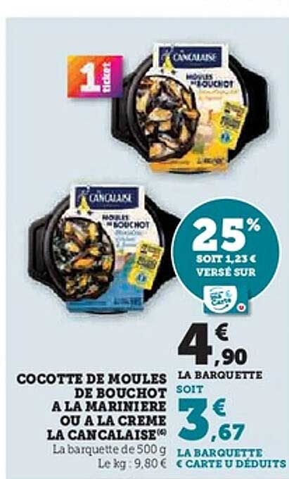 Cocotte de moules de bouchot à la marinière ou à la crème La Cancalaise