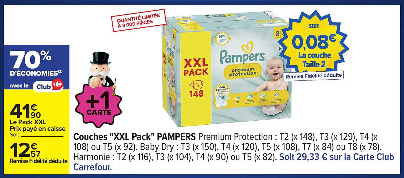 Couches "XXL Pack" PAMPERS Premium Protection