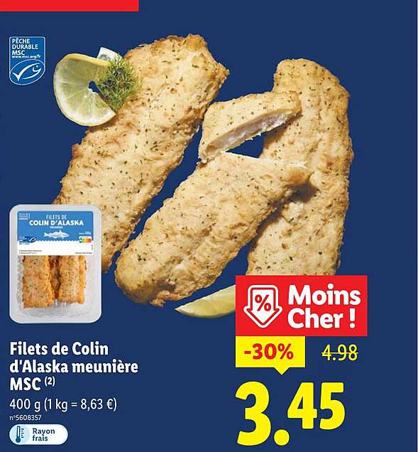 Filets de Colin d'Alaska meunière MSC