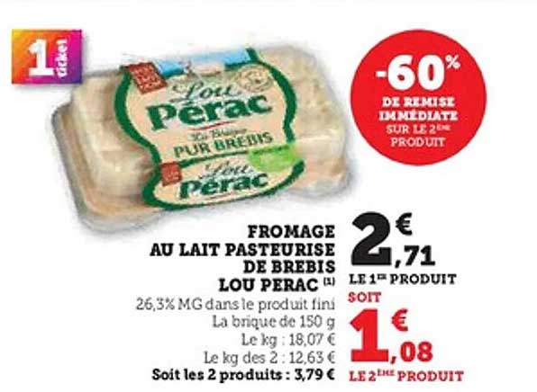 FROMAGE AU LAIT PASTEURISE DE BREBIS LOU PERAC