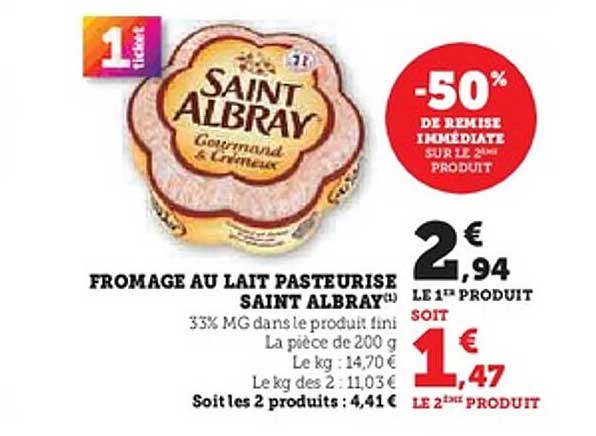 FROMAGE AU LAIT PASTEURISE SAINT ALBRAY
