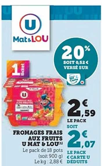 FROMAGES FRAIS AUX FRUITS U MAT & LOU
