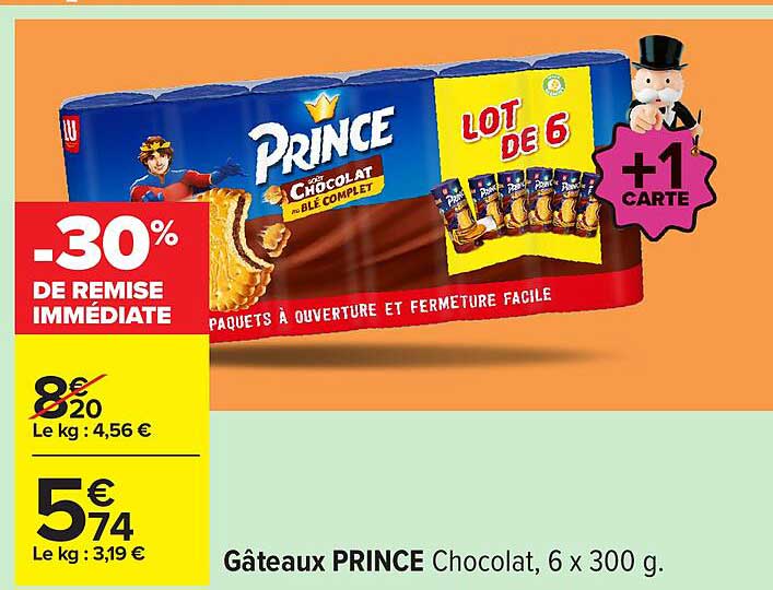 Gâteaux PRINCE Chocolat, 6 x 300 g.