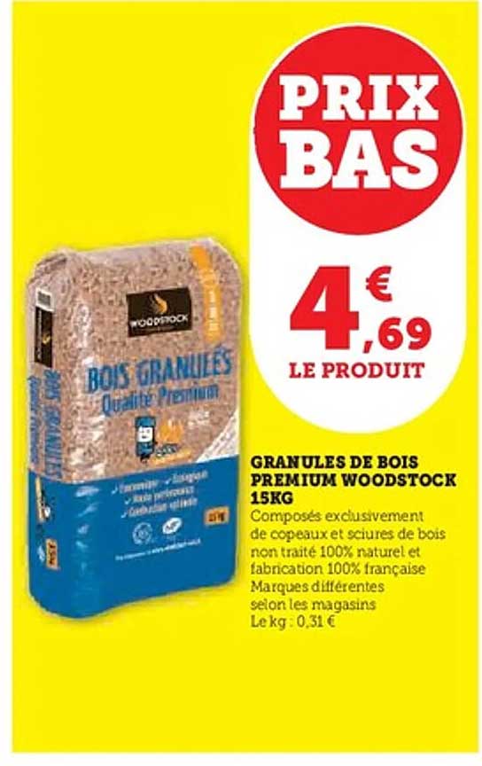 GRANULES DE BOIS PREMIUM WOODSTOCK 15KG