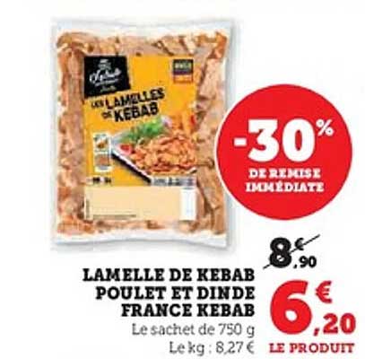LAMELLE DE KEBAB POULET ET DINDE FRANCE KEBAB