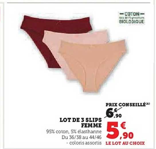 LOT DE 3 SLIPS FEMME