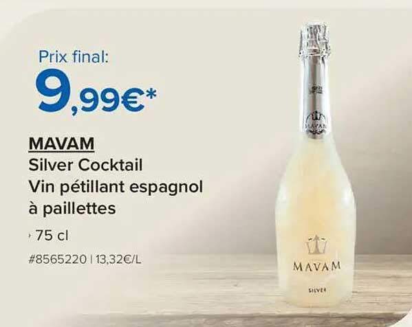 MAVAM Silver Cocktail Vin pétillant espagnol à paillettes