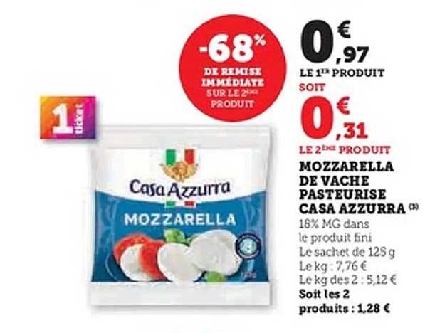 MOZZARELLA DE VACHE PASTEURISEE CASA AZZURRA