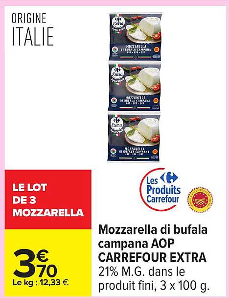 Mozzarella di bufala campana AOP CARREFOUR EXTRA