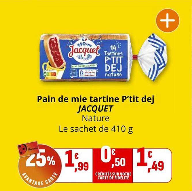 Pain de mie tartine P’tit dej JACQUET Nature