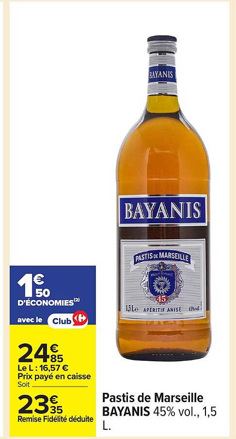 Pastis de Marseille BAYANIS 45% vol., 1,5 L