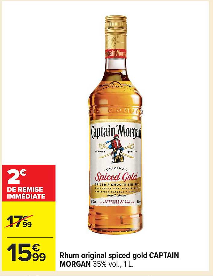 Rhum original spiced gold CAPTAIN MORGAN 35% vol., 1L.