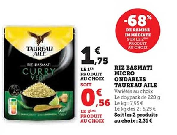 RIZ BASMATI MICRO ONDABLES TAUREAU AILE
