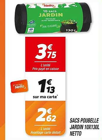 SACS POUBELLE JARDIN 10X130L NETTO