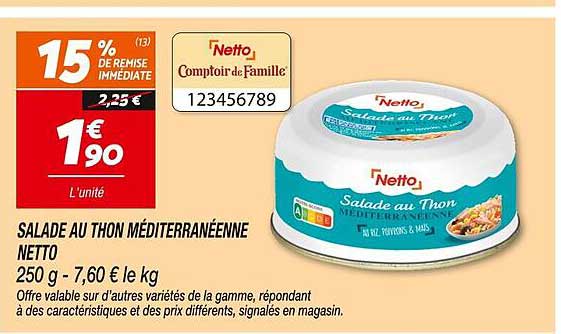 SALAD AU THON MÉDITERRANÉENNE NETTO