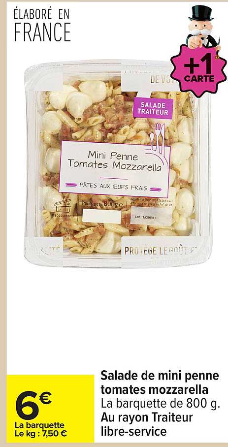 Salade de mini penne tomates mozzarella