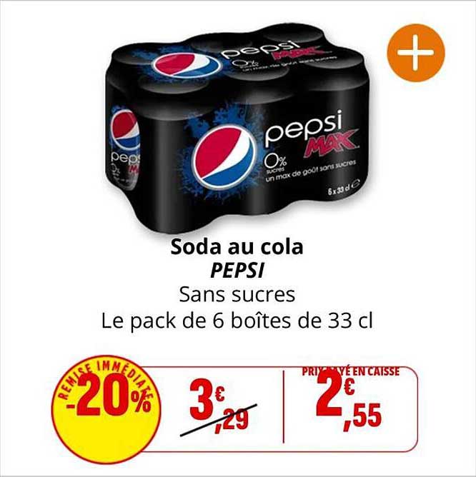 Soda au cola PEPSI Sans sucres