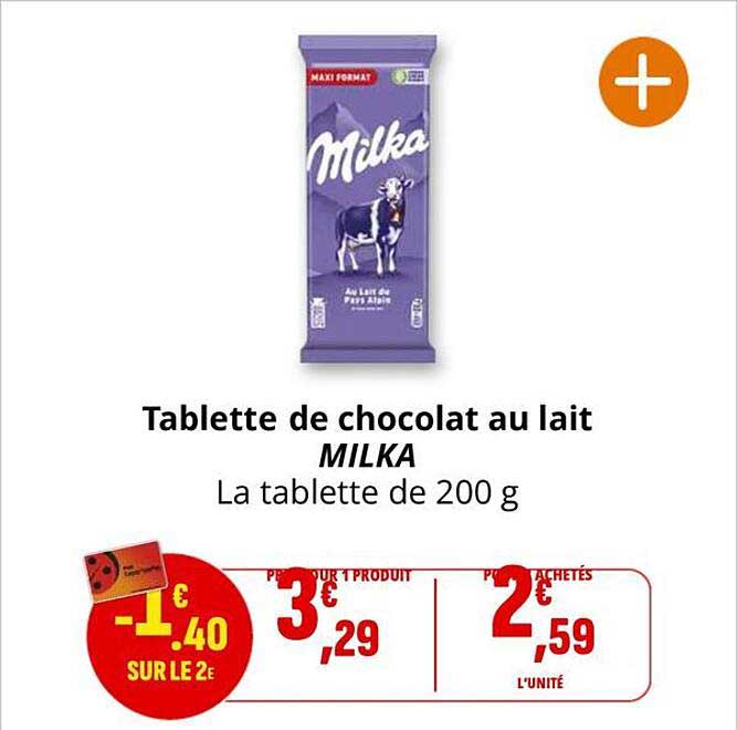 Tablette de chocolat au lait MILKA