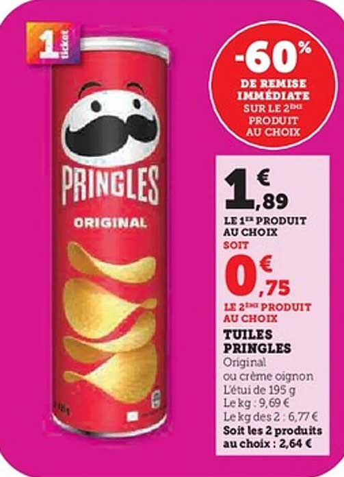 TUILLES PRINGLES Original ou crème oignon