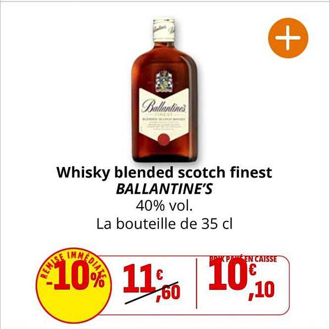 Whisky blended scotch finest BALLANTINE'S 40% vol. La bouteille de 35 cl
