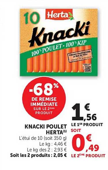 10 Knacki Herta 100% poulet 100% kip