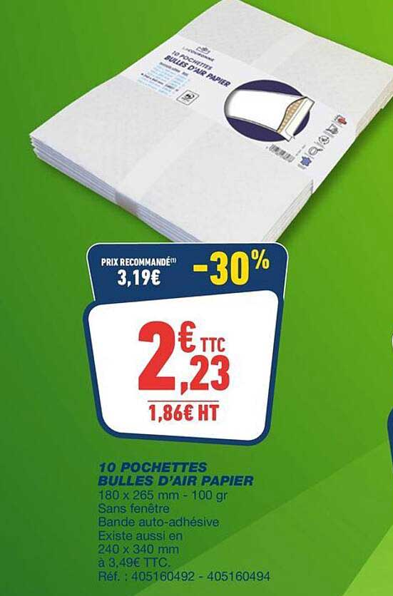 10 POCHETTES BULLES D’AIR PAPIER