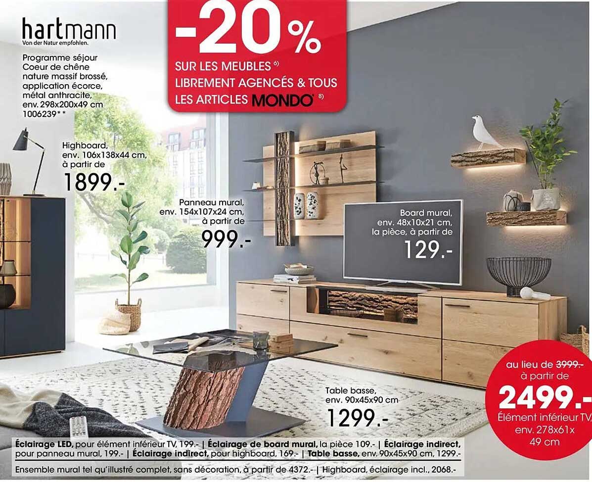 -20% SUR LES MEUBLES LIBREMENT AGENCÉS & TOUS LES ARTICLES MONDO
