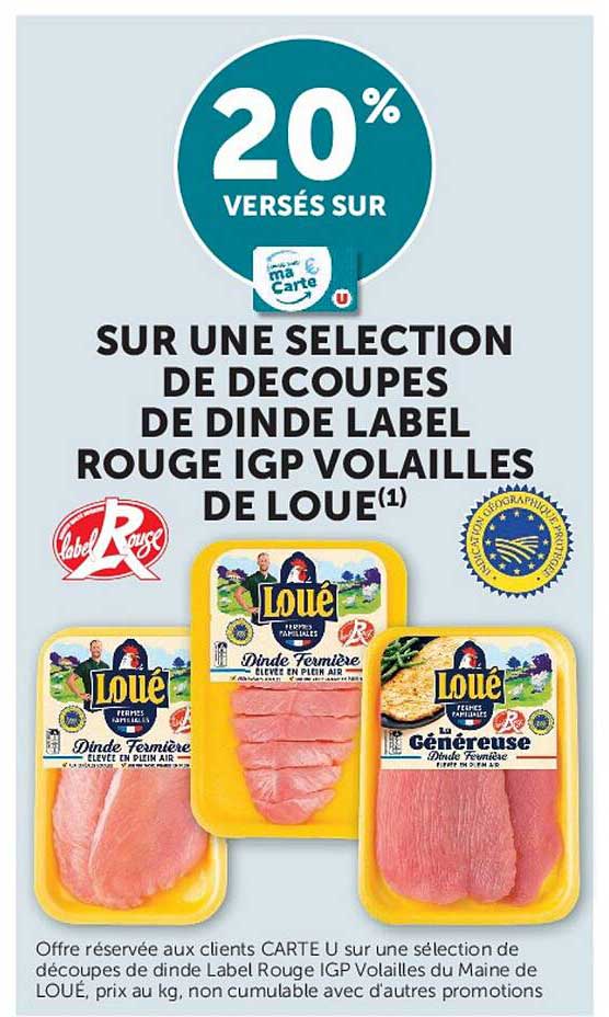 20% VERSÉS SUR SUR UNE SELECTION DE DECOUPES DE DINDE LABEL ROUGE IGP VOLAILLES DE LOUE(1)