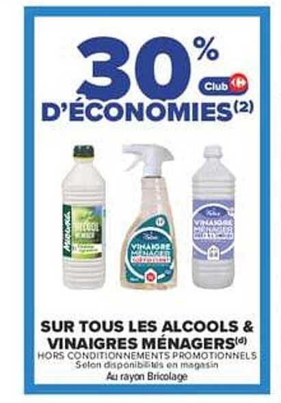 30% Club Carte d'économies sur tous les alcools & vinaigres ménagers
