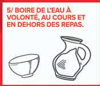 5/ BOIRE DE L'EAU À VOLONTÉ, AU COURS ET EN DEHORS DES REPAS.