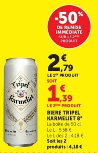 -50% de remise immédiate sur le 2e produit