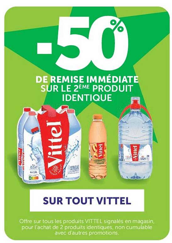 -50% DE REMISE IMMÉDIATE SUR LE 2ÈME PRODUIT IDENTIQUE SUR TOUT VITTEL